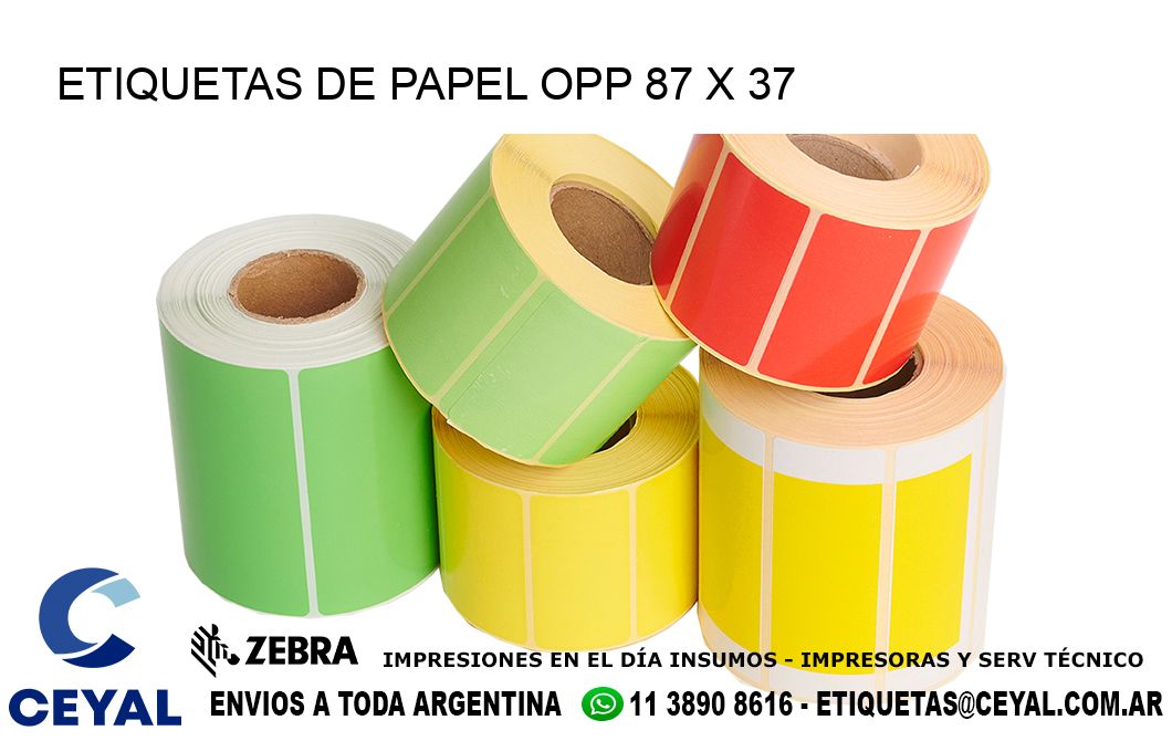 ETIQUETAS DE PAPEL OPP 87 x 37