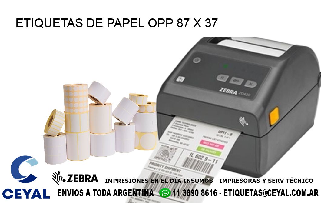 ETIQUETAS DE PAPEL OPP 87 x 37