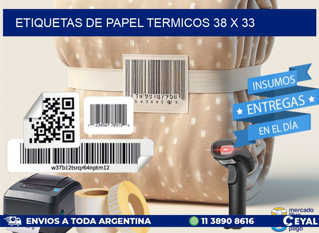 ETIQUETAS DE PAPEL TERMICOS 38 x 33