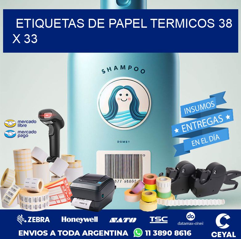 ETIQUETAS DE PAPEL TERMICOS 38 x 33