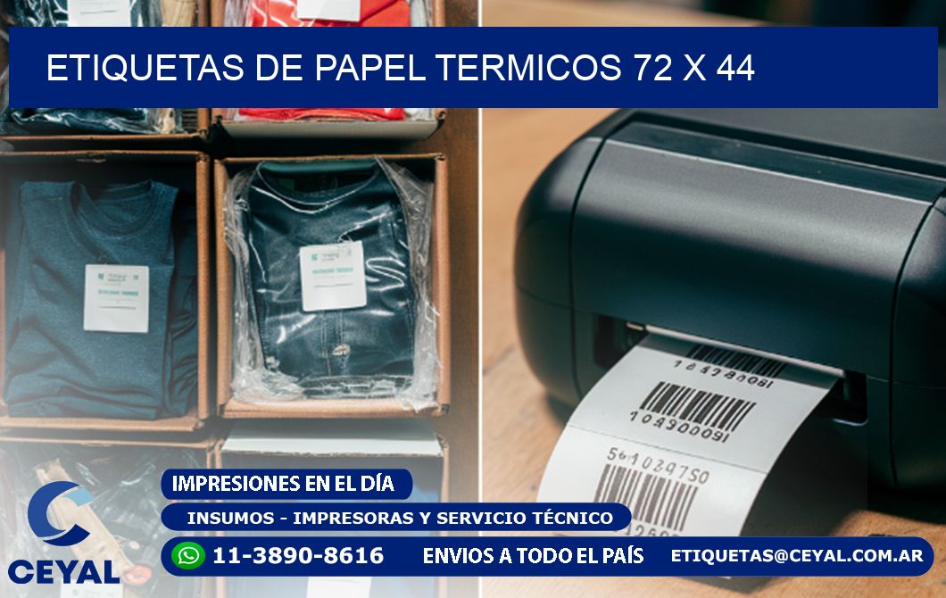ETIQUETAS DE PAPEL TERMICOS 72 x 44