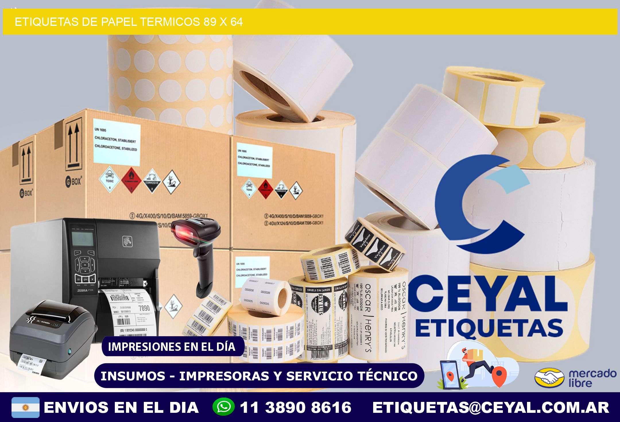 ETIQUETAS DE PAPEL TERMICOS 89 x 64