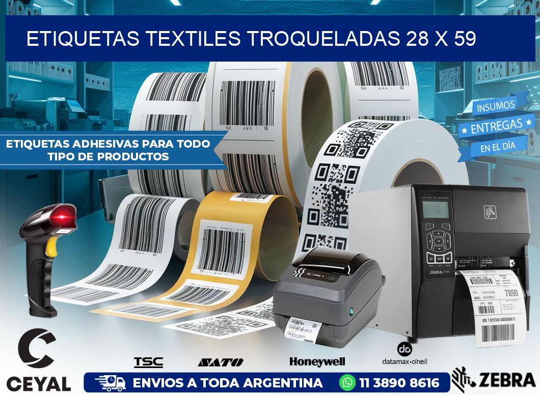 ETIQUETAS TEXTILES TROQUELADAS 28 x 59
