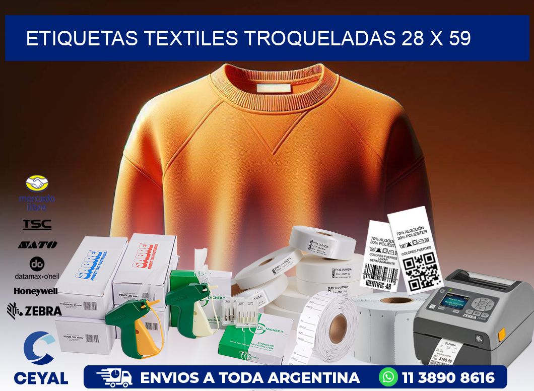 ETIQUETAS TEXTILES TROQUELADAS 28 x 59