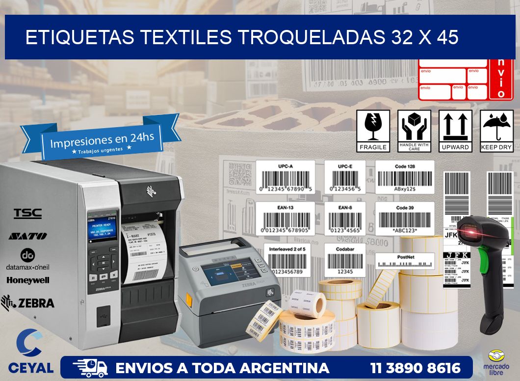 ETIQUETAS TEXTILES TROQUELADAS 32 x 45