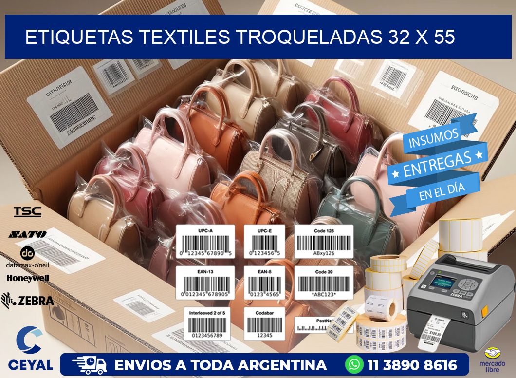 ETIQUETAS TEXTILES TROQUELADAS 32 x 55