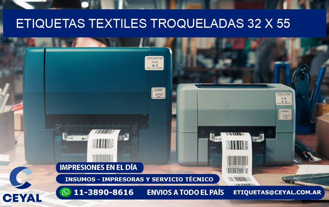 ETIQUETAS TEXTILES TROQUELADAS 32 x 55