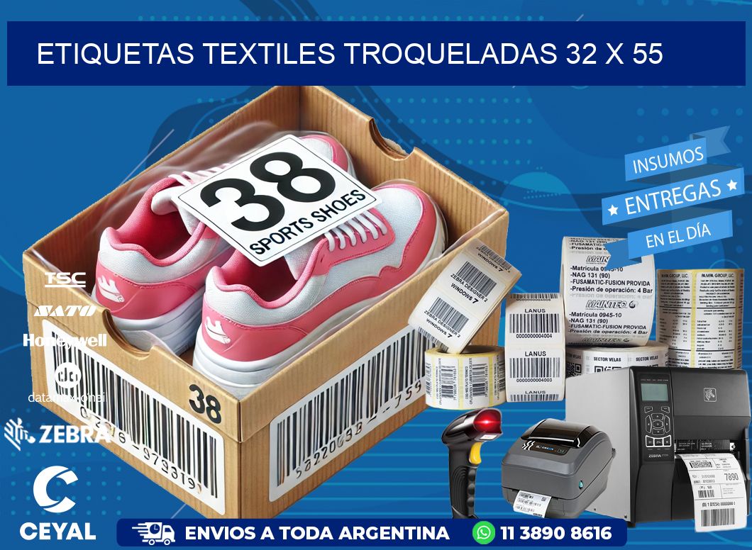 ETIQUETAS TEXTILES TROQUELADAS 32 x 55