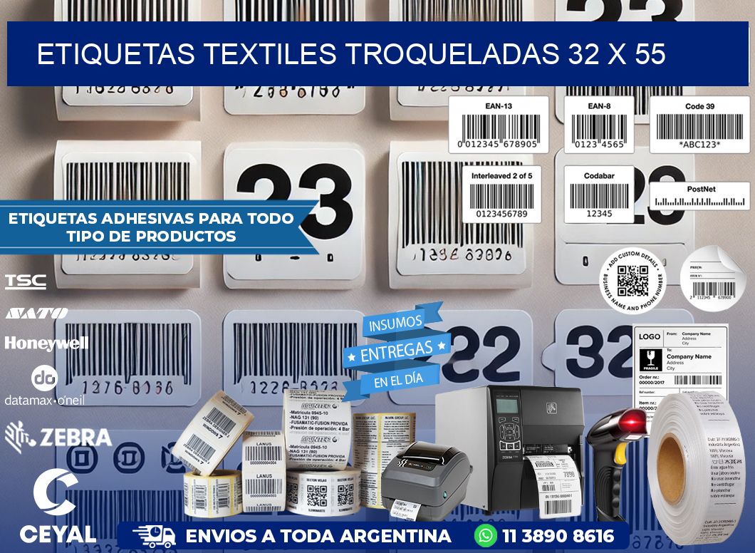 ETIQUETAS TEXTILES TROQUELADAS 32 x 55