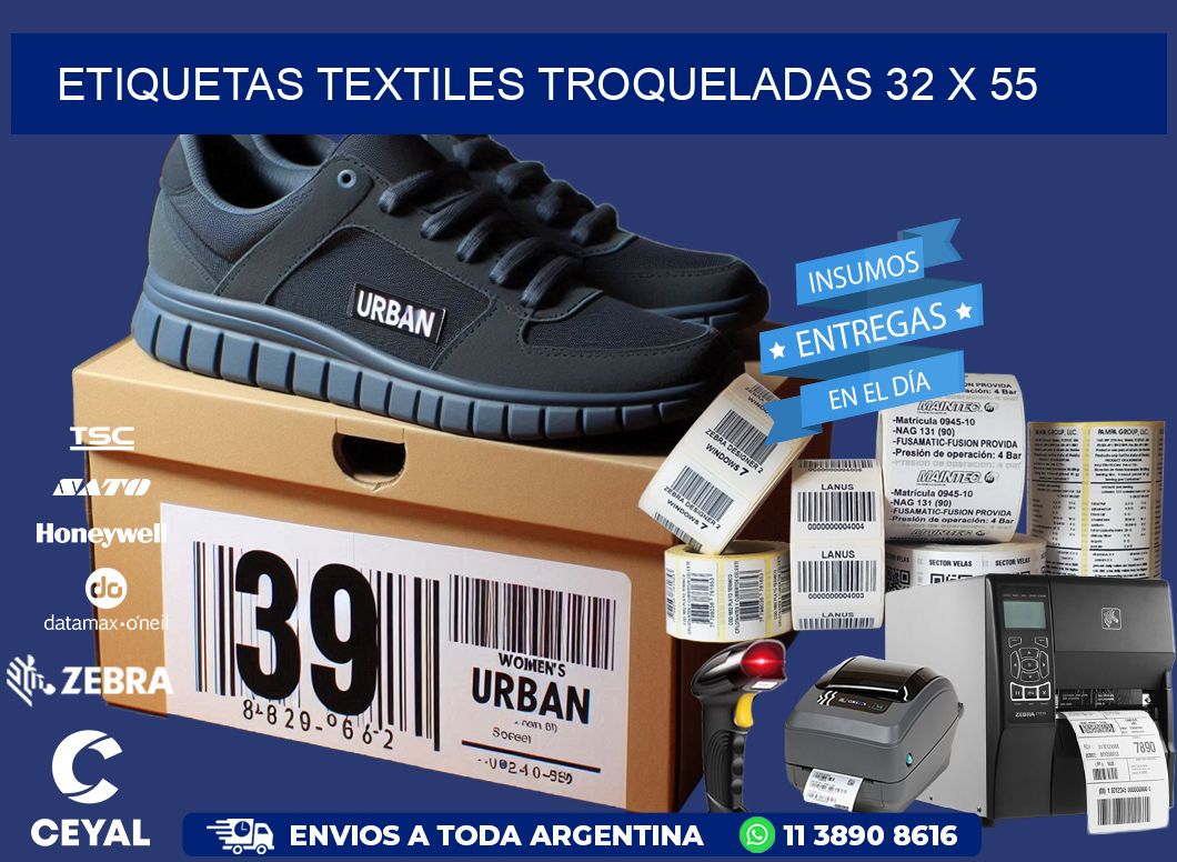ETIQUETAS TEXTILES TROQUELADAS 32 x 55