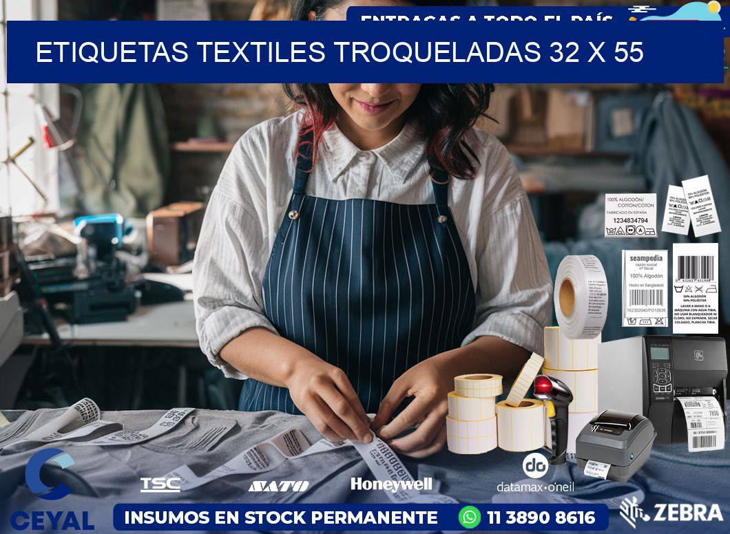 ETIQUETAS TEXTILES TROQUELADAS 32 x 55