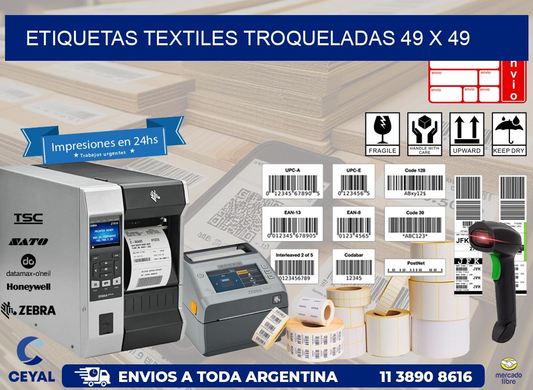 ETIQUETAS TEXTILES TROQUELADAS 49 x 49
