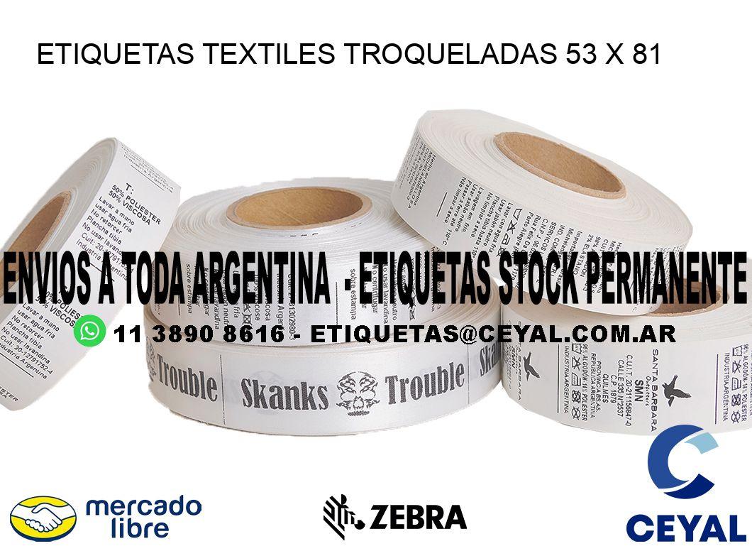 ETIQUETAS TEXTILES TROQUELADAS 53 x 81