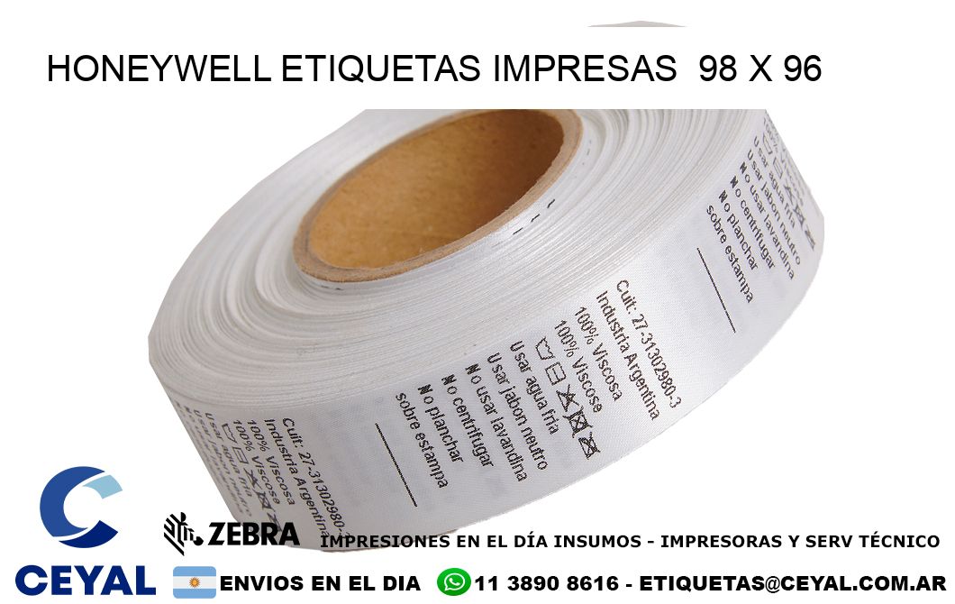 HONEYWELL ETIQUETAS IMPRESAS  98 x 96