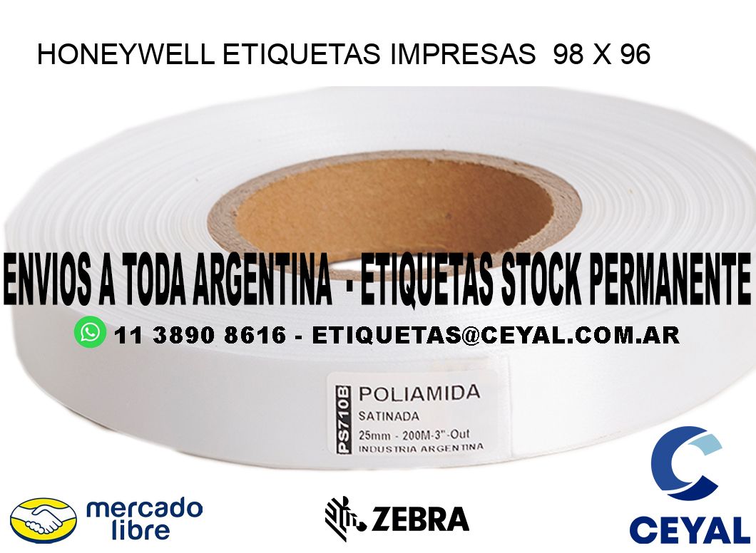 HONEYWELL ETIQUETAS IMPRESAS  98 x 96