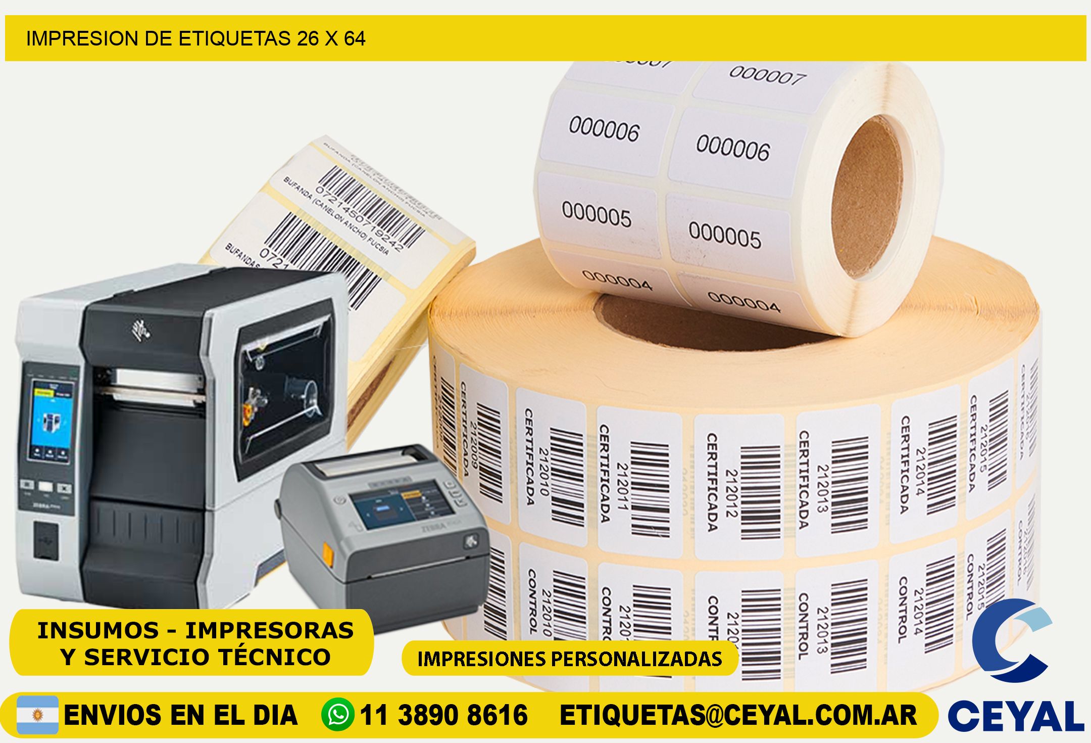 IMPRESION DE ETIQUETAS 26 x 64