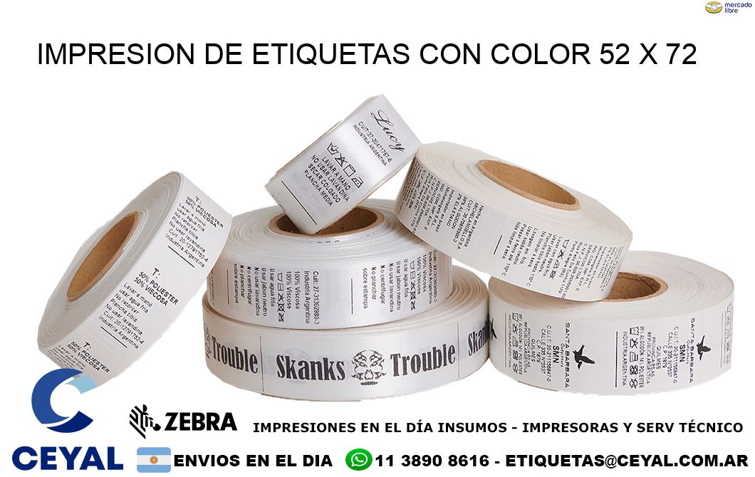 IMPRESION DE ETIQUETAS CON COLOR 52 x 72