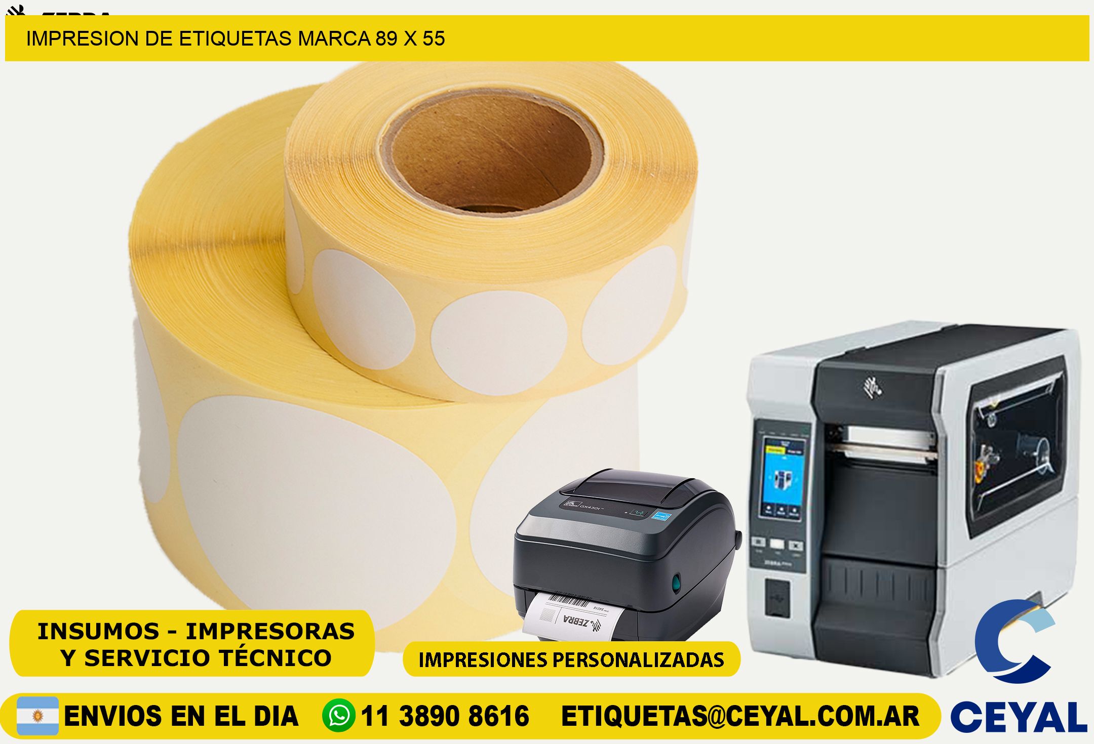 IMPRESION DE ETIQUETAS MARCA 89 x 55