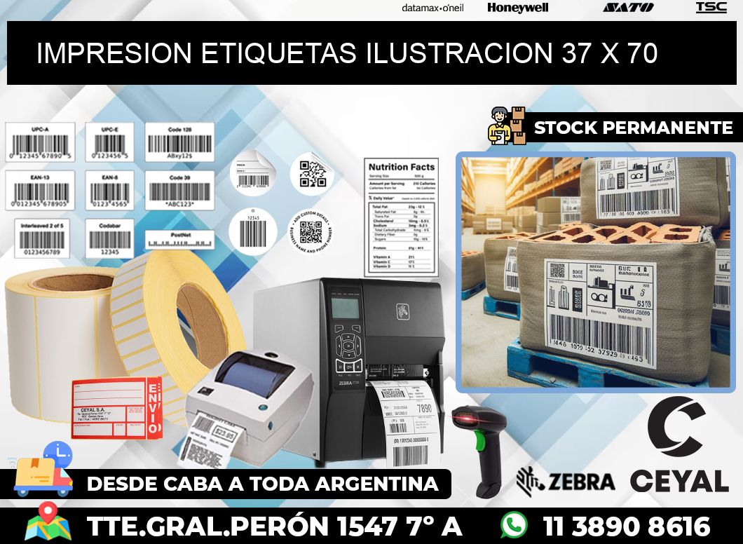 IMPRESION ETIQUETAS ILUSTRACION 37 x 70