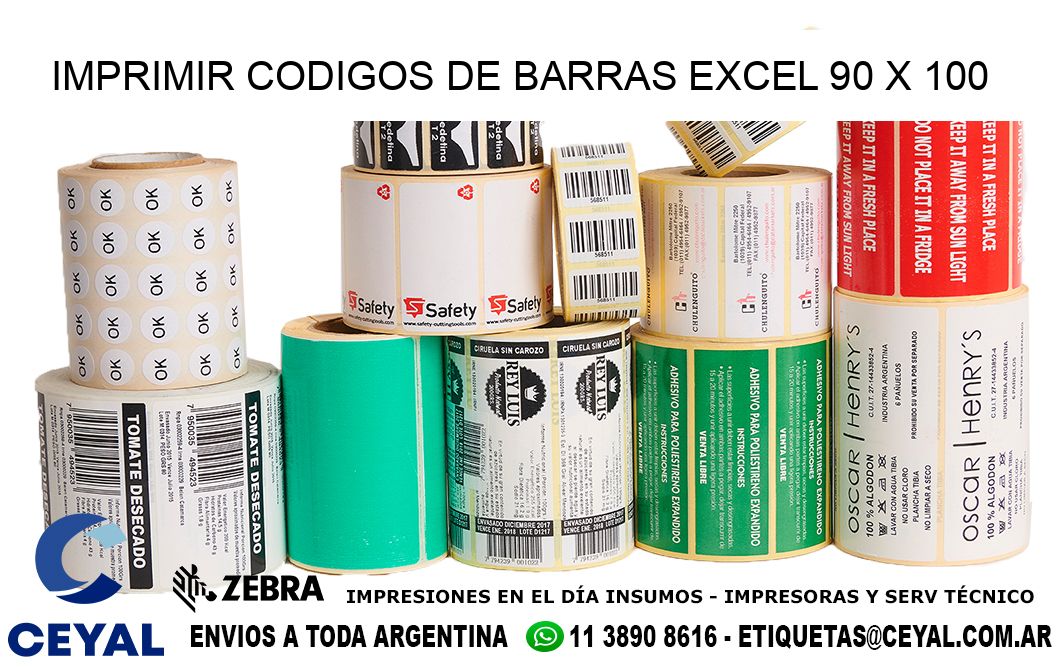 IMPRIMIR CODIGOS DE BARRAS EXCEL 90 x 100