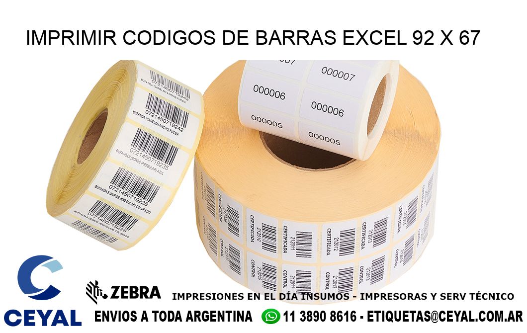 IMPRIMIR CODIGOS DE BARRAS EXCEL 92 x 67