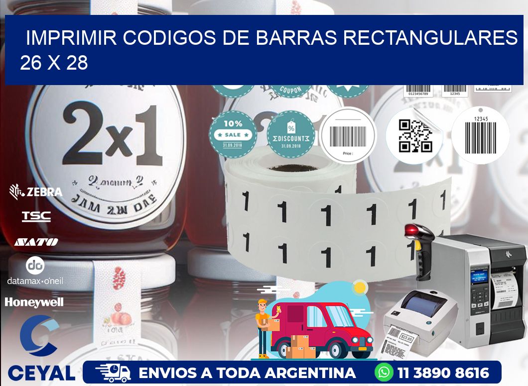 IMPRIMIR CODIGOS DE BARRAS RECTANGULARES 26 x 28