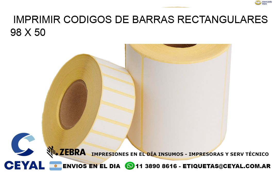IMPRIMIR CODIGOS DE BARRAS RECTANGULARES 98 x 50