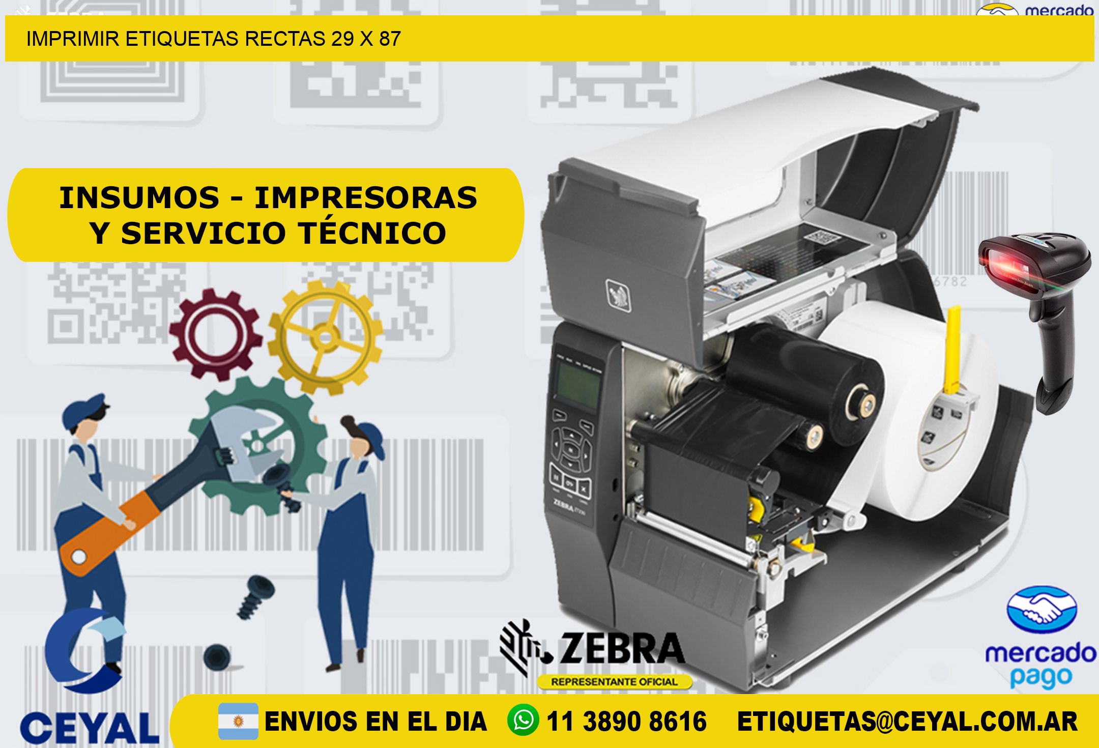 IMPRIMIR ETIQUETAS RECTAS 29 x 87