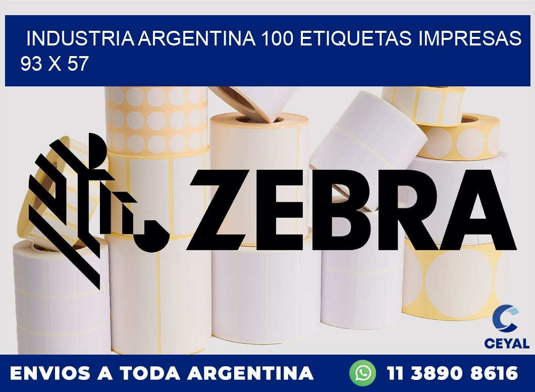 INDUSTRIA ARGENTINA 100 ETIQUETAS IMPRESAS  93 x 57