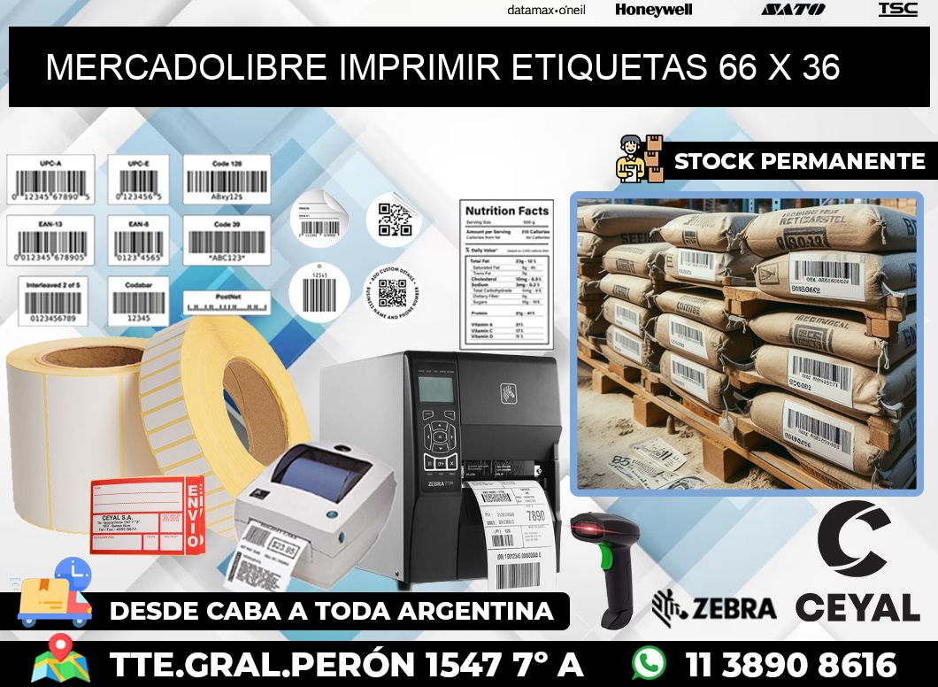 MERCADOLIBRE IMPRIMIR ETIQUETAS 66 x 36