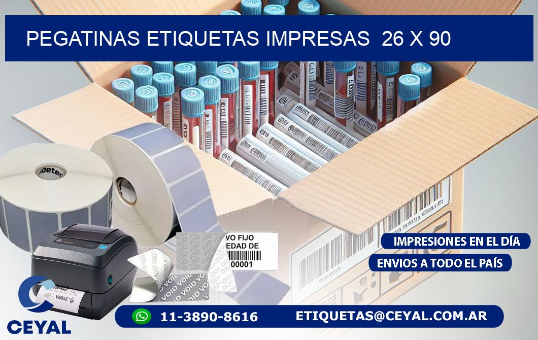 PEGATINAS ETIQUETAS IMPRESAS  26 x 90