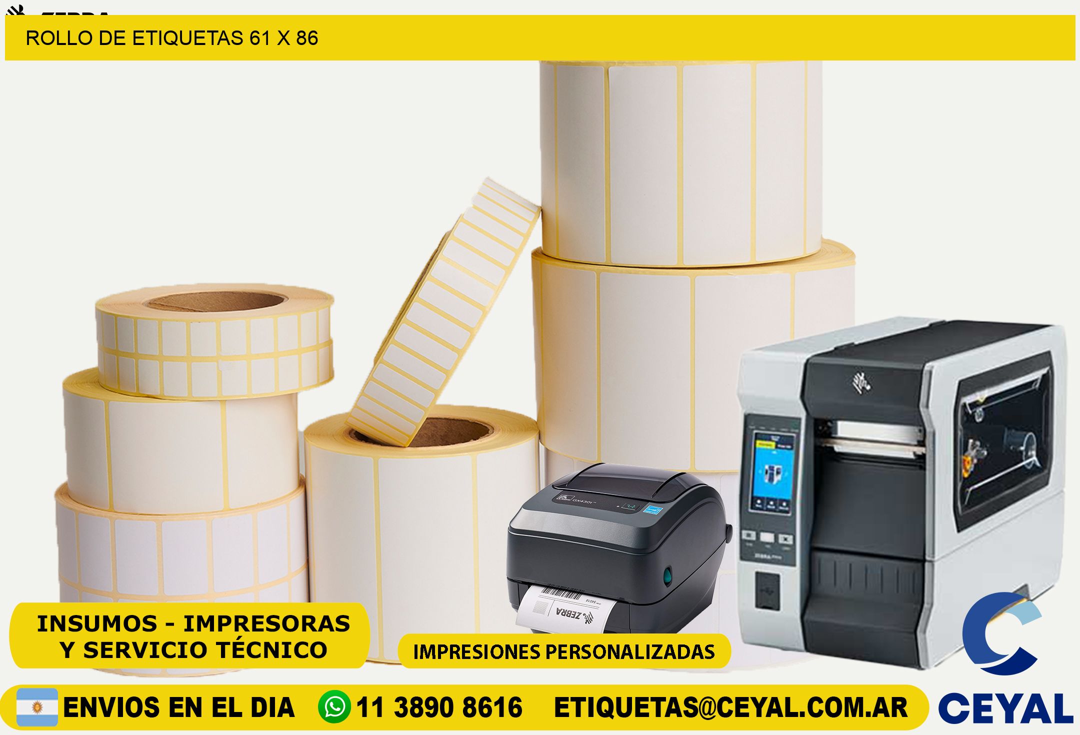 ROLLO DE ETIQUETAS 61 x 86