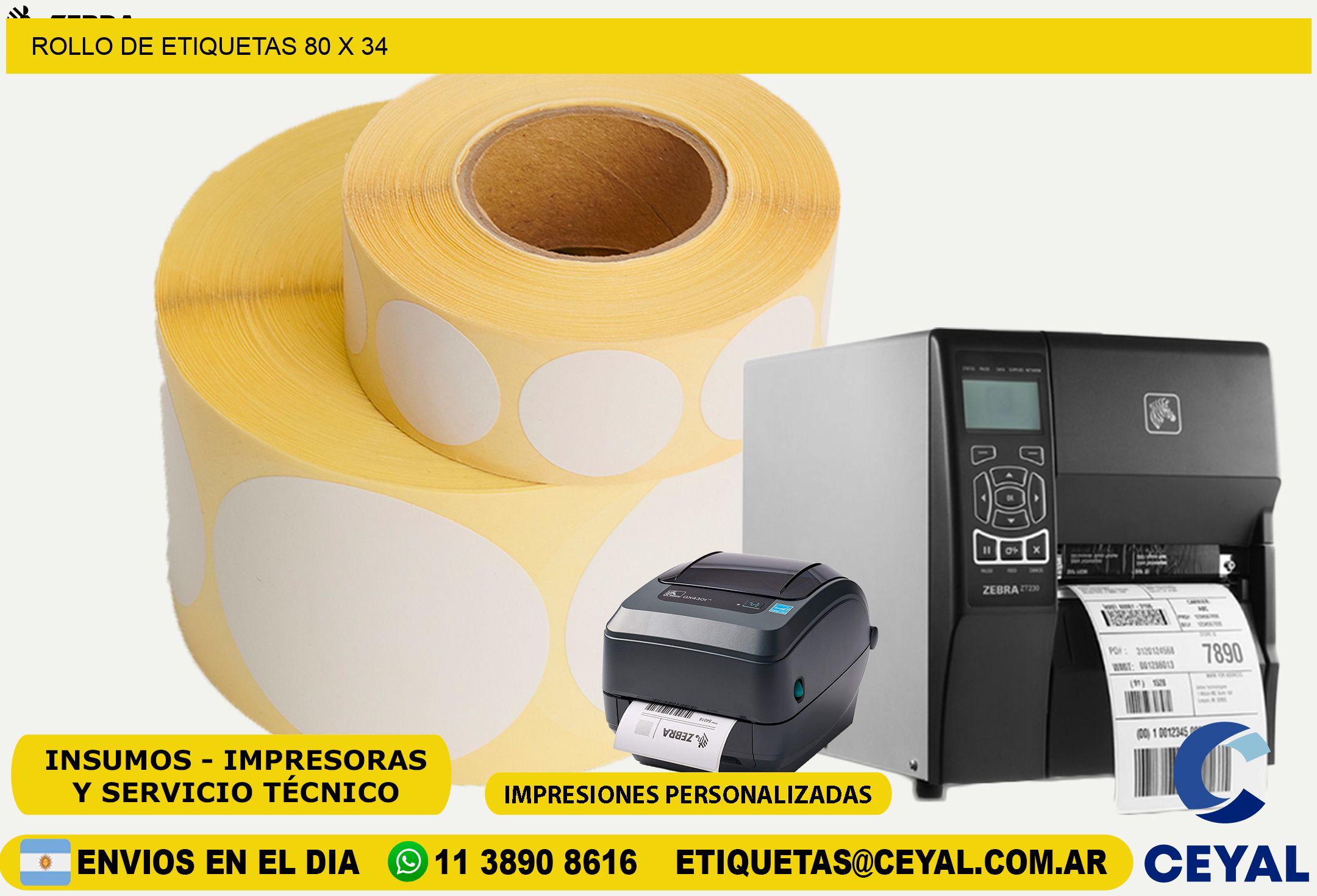 ROLLO DE ETIQUETAS 80 x 34