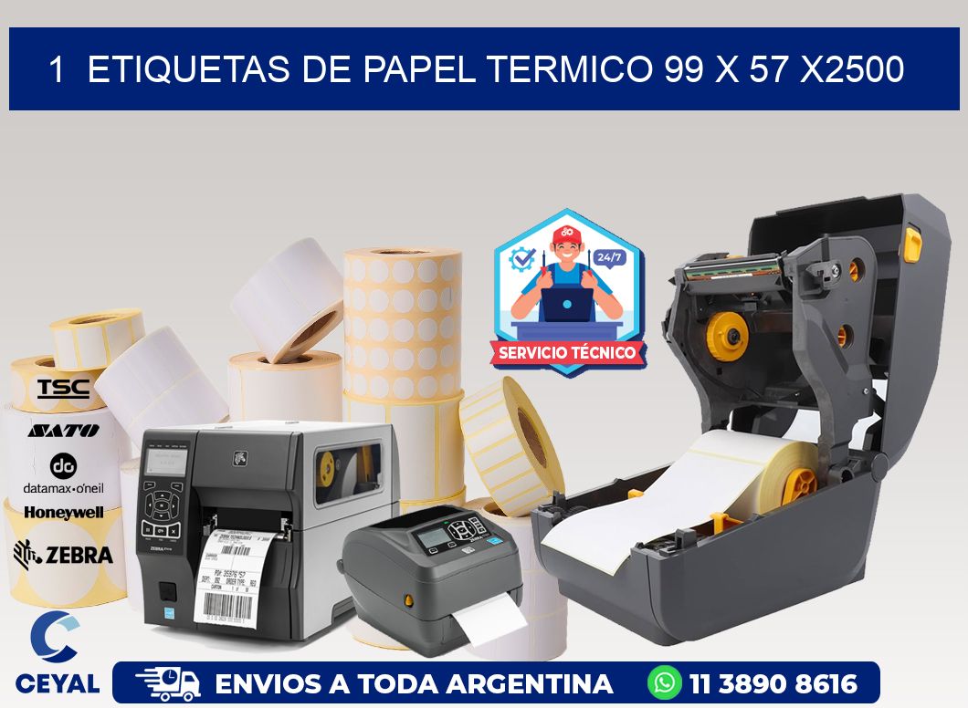 1  ETIQUETAS DE PAPEL TERMICO 99 x 57 X2500
