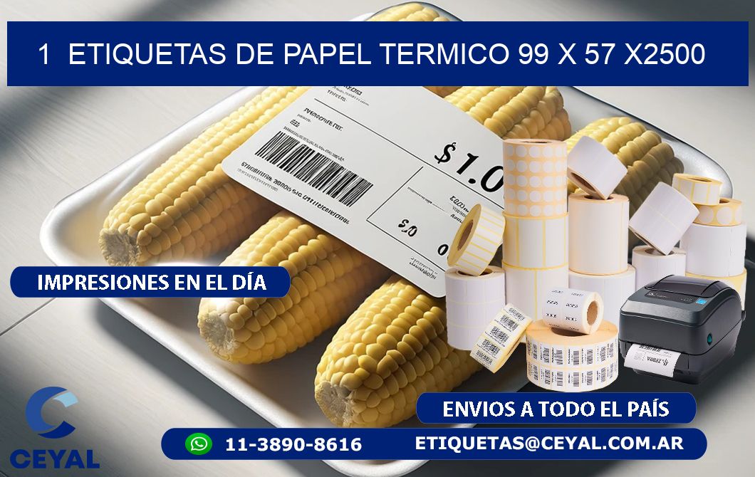 1  ETIQUETAS DE PAPEL TERMICO 99 x 57 X2500