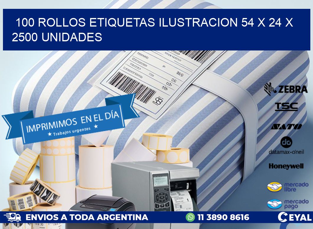 100 ROLLOS ETIQUETAS ILUSTRACION 54 x 24 X 2500 UNIDADES