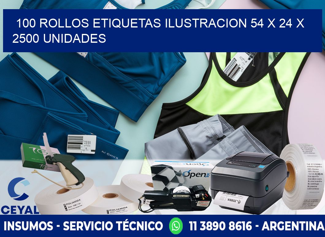 100 ROLLOS ETIQUETAS ILUSTRACION 54 x 24 X 2500 UNIDADES