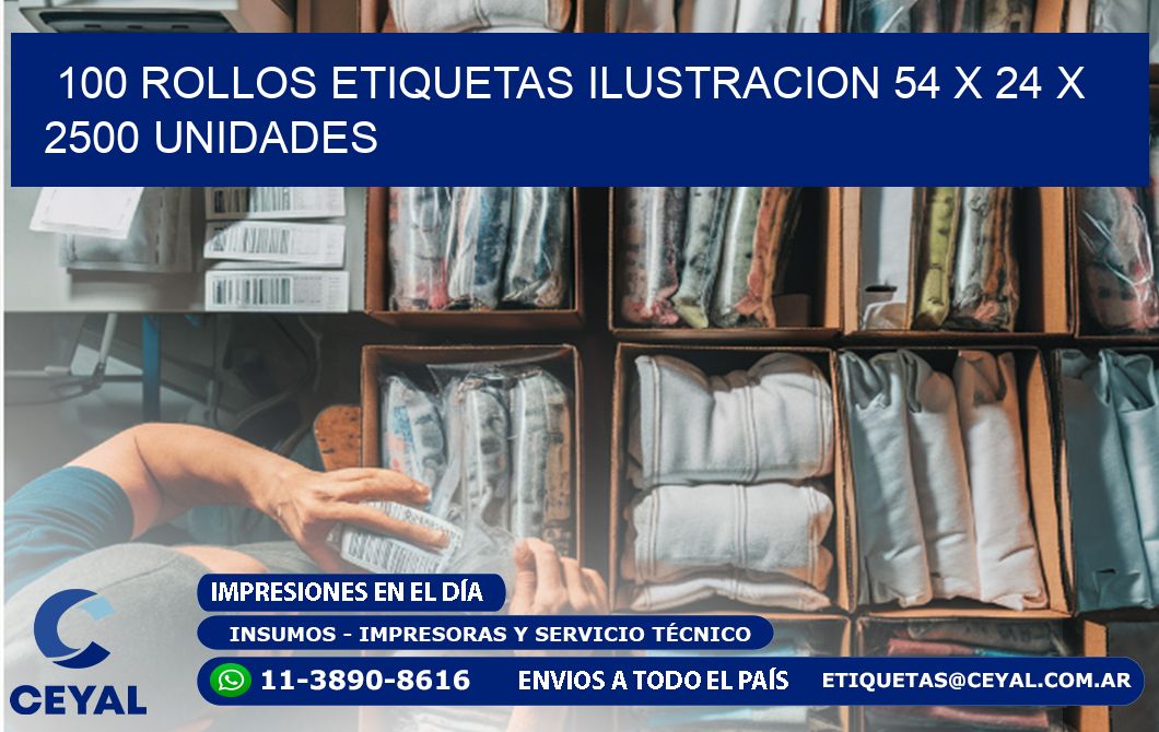 100 ROLLOS ETIQUETAS ILUSTRACION 54 x 24 X 2500 UNIDADES
