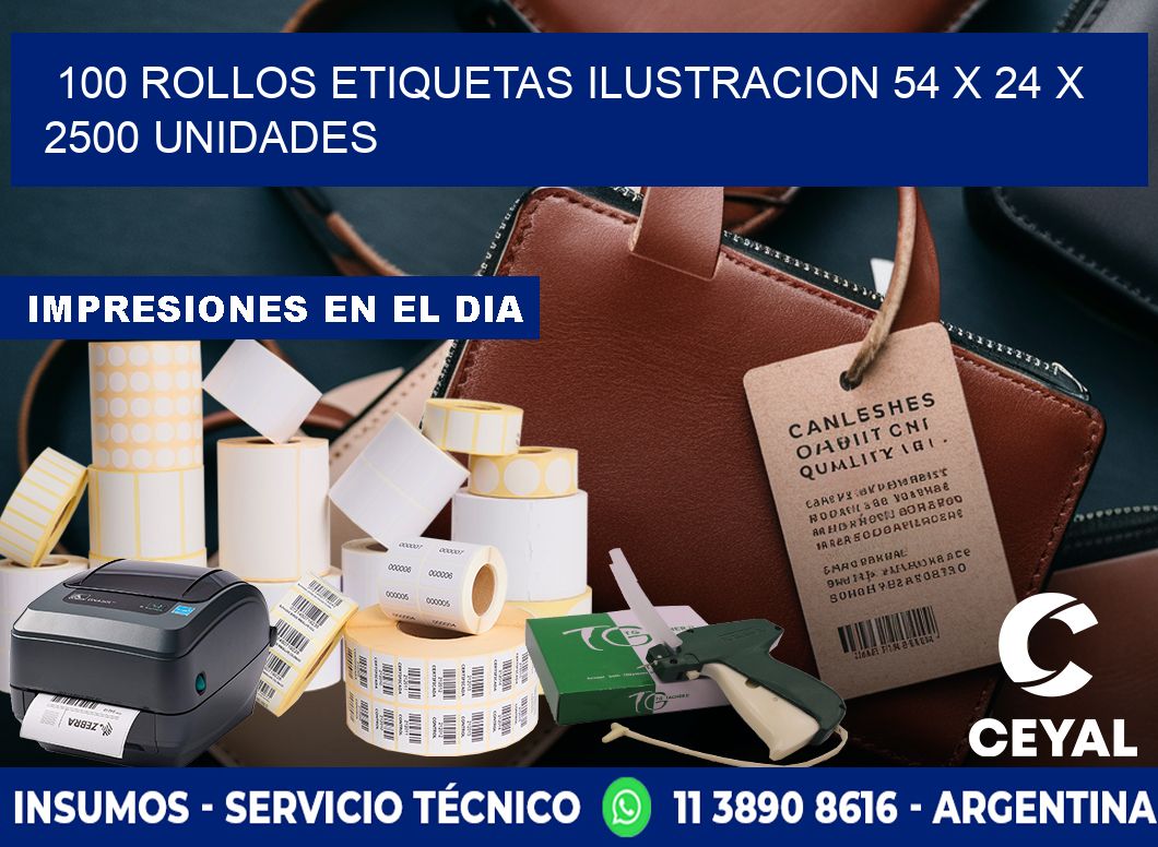 100 ROLLOS ETIQUETAS ILUSTRACION 54 x 24 X 2500 UNIDADES