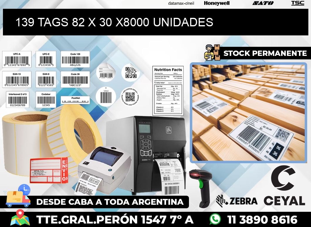 139 TAGS 82 x 30 X8000 UNIDADES