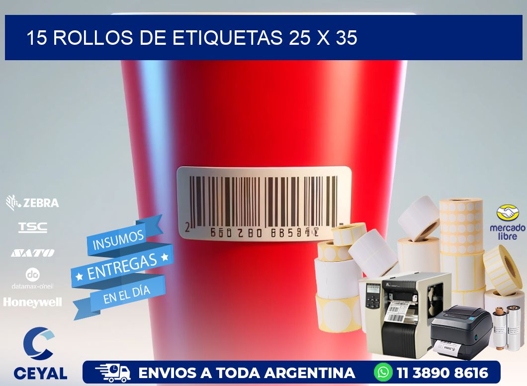 15 ROLLOS DE ETIQUETAS 25 x 35