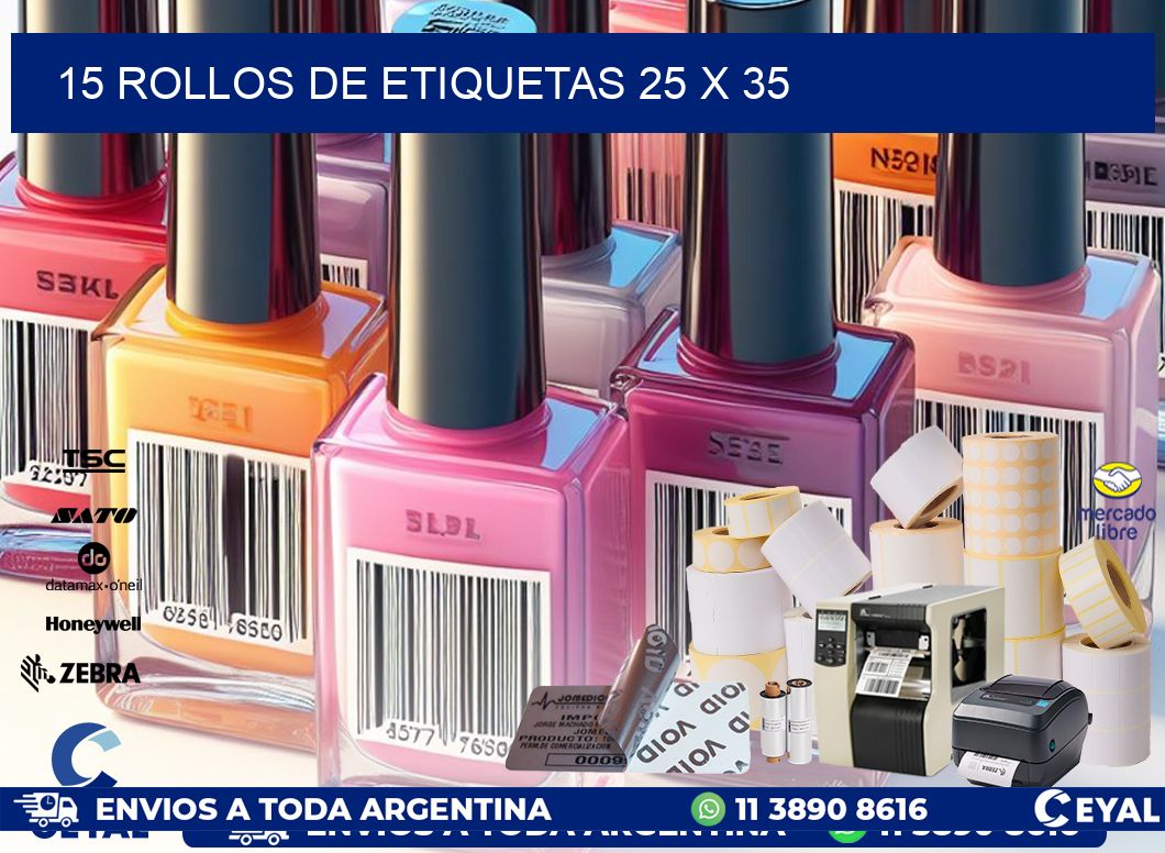 15 ROLLOS DE ETIQUETAS 25 x 35