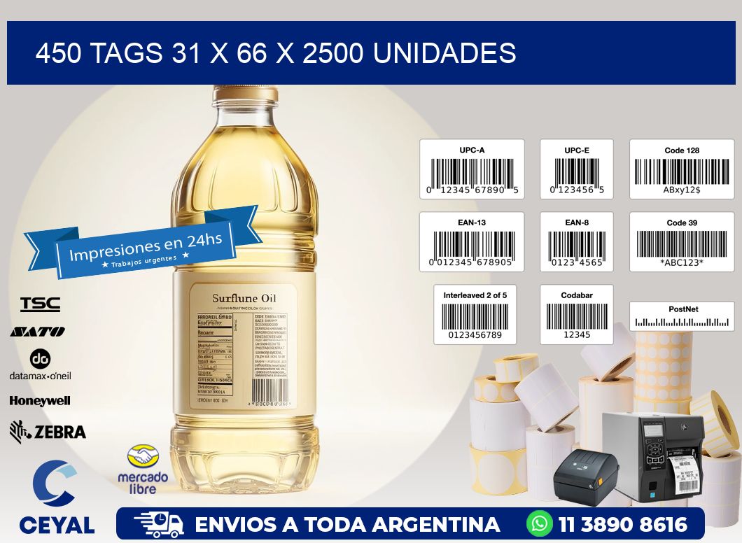450 TAGS 31 x 66 X 2500 UNIDADES
