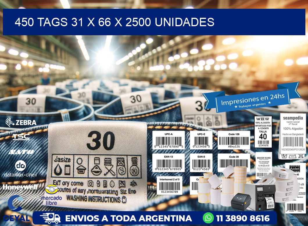 450 TAGS 31 x 66 X 2500 UNIDADES