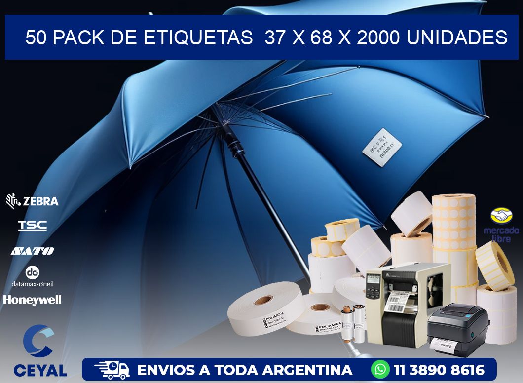 50 PACK DE ETIQUETAS  37 x 68 X 2000 UNIDADES