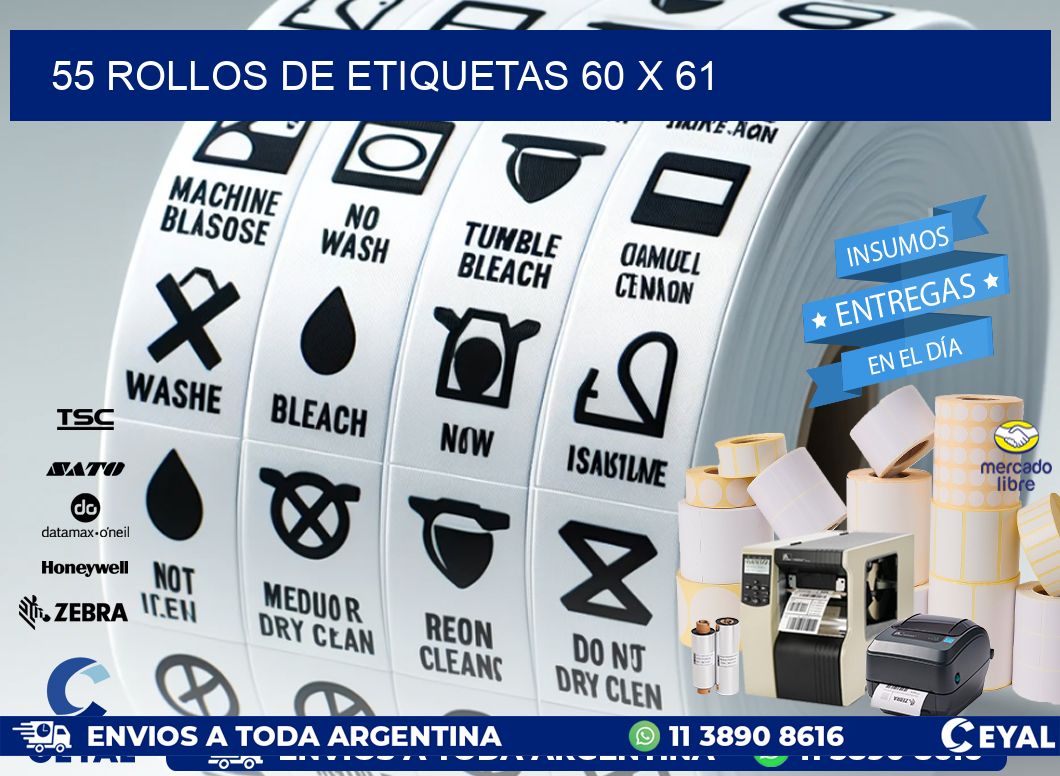 55 ROLLOS DE ETIQUETAS 60 x 61