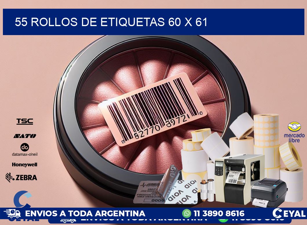 55 ROLLOS DE ETIQUETAS 60 x 61
