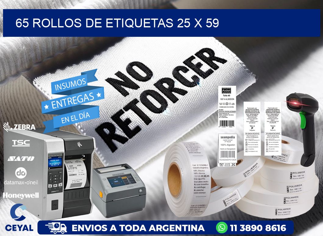 65 ROLLOS DE ETIQUETAS 25 x 59