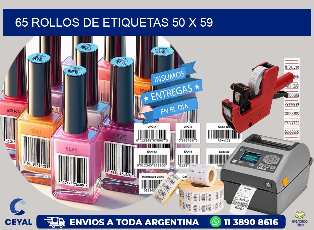 65 ROLLOS DE ETIQUETAS 50 x 59