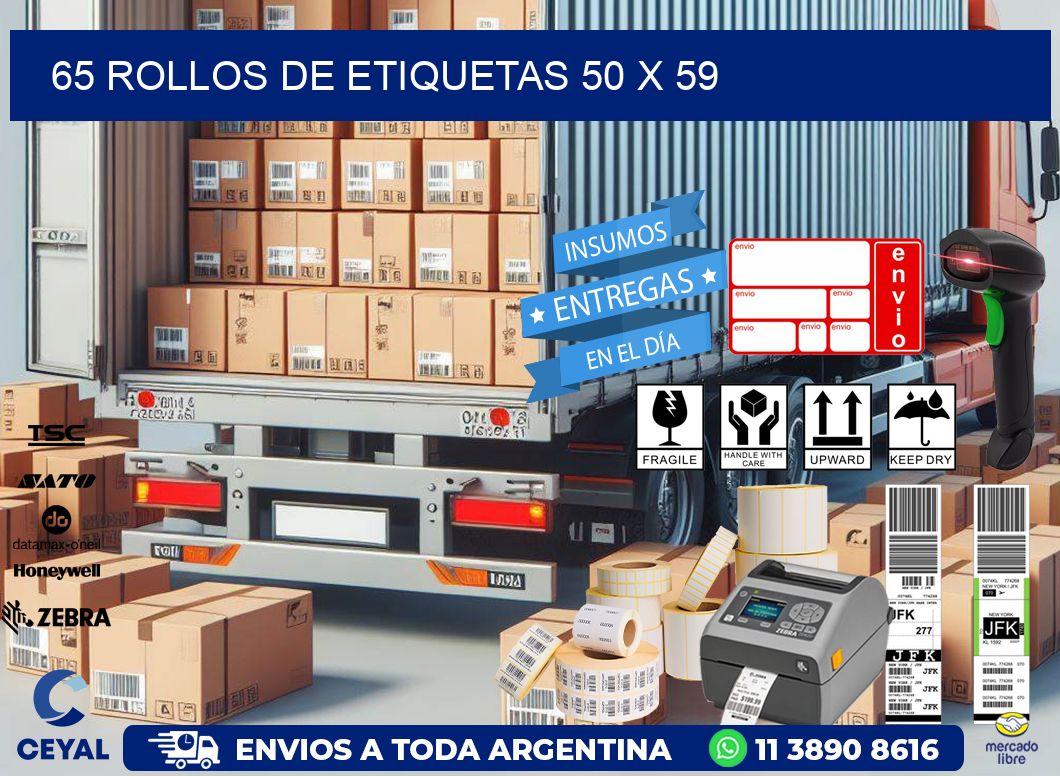 65 ROLLOS DE ETIQUETAS 50 x 59